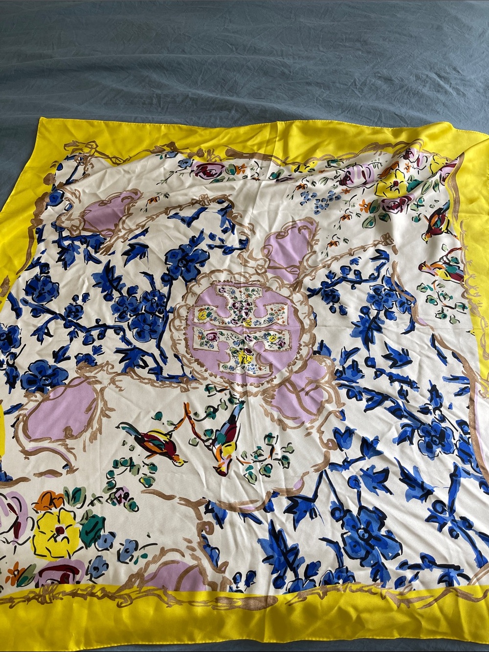 Tory Burch Yellow-Trim Floral Print Skirt